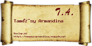 Tamásy Armandina névjegykártya